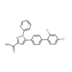 NC(=O)c1cc(-c2ccc(-c3ccc(Cl)cc3Cl)cc2)n(-c2ccccn2)n1 ZINC000013534768