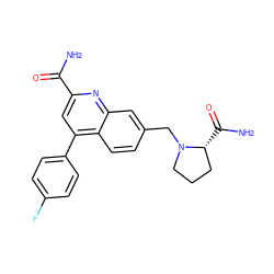 NC(=O)c1cc(-c2ccc(F)cc2)c2ccc(CN3CCC[C@H]3C(N)=O)cc2n1 ZINC000221604989