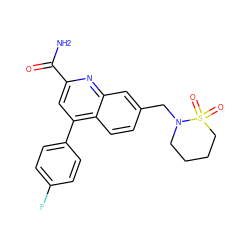 NC(=O)c1cc(-c2ccc(F)cc2)c2ccc(CN3CCCCS3(=O)=O)cc2n1 ZINC000221599826