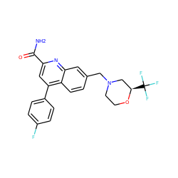 NC(=O)c1cc(-c2ccc(F)cc2)c2ccc(CN3CCO[C@H](C(F)(F)F)C3)cc2n1 ZINC000205639983