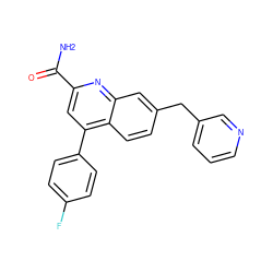 NC(=O)c1cc(-c2ccc(F)cc2)c2ccc(Cc3cccnc3)cc2n1 ZINC000221611615