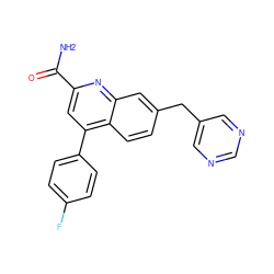 NC(=O)c1cc(-c2ccc(F)cc2)c2ccc(Cc3cncnc3)cc2n1 ZINC000220625755