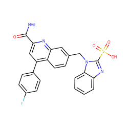 NC(=O)c1cc(-c2ccc(F)cc2)c2ccc(Cn3c(S(=O)(=O)O)nc4ccccc43)cc2n1 ZINC000221604247