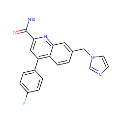 NC(=O)c1cc(-c2ccc(F)cc2)c2ccc(Cn3ccnc3)cc2n1 ZINC000221602930