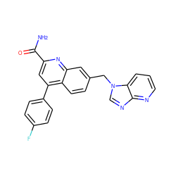 NC(=O)c1cc(-c2ccc(F)cc2)c2ccc(Cn3cnc4ncccc43)cc2n1 ZINC000221604042