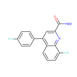 NC(=O)c1cc(-c2ccc(F)cc2)c2cccc(F)c2n1 ZINC000220614658