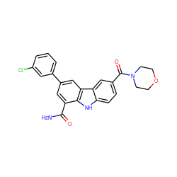 NC(=O)c1cc(-c2cccc(Cl)c2)cc2c1[nH]c1ccc(C(=O)N3CCOCC3)cc12 ZINC000113202606