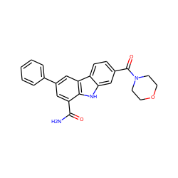 NC(=O)c1cc(-c2ccccc2)cc2c1[nH]c1cc(C(=O)N3CCOCC3)ccc12 ZINC000113203245