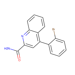 NC(=O)c1cc(-c2ccccc2Br)c2ccccc2n1 ZINC000221622493