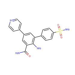 NC(=O)c1cc(-c2ccncc2)cc(-c2ccc(S(N)(=O)=O)cc2)c1N ZINC000028703786