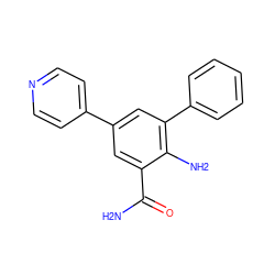 NC(=O)c1cc(-c2ccncc2)cc(-c2ccccc2)c1N ZINC000028703784