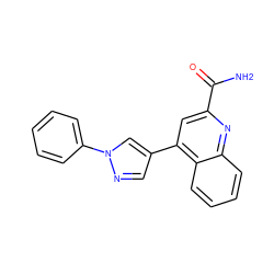 NC(=O)c1cc(-c2cnn(-c3ccccc3)c2)c2ccccc2n1 ZINC000205662855