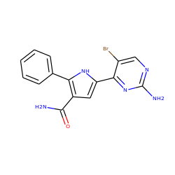 NC(=O)c1cc(-c2nc(N)ncc2Br)[nH]c1-c1ccccc1 ZINC000064513972