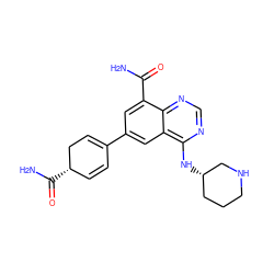 NC(=O)c1cc(C2=CC[C@@H](C(N)=O)C=C2)cc2c(N[C@H]3CCCNC3)ncnc12 ZINC000167074964