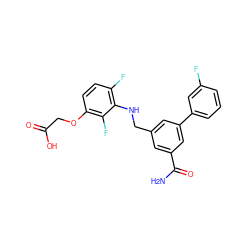 NC(=O)c1cc(CNc2c(F)ccc(OCC(=O)O)c2F)cc(-c2cccc(F)c2)c1 ZINC000218912583