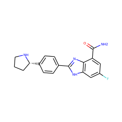 NC(=O)c1cc(F)cc2[nH]c(-c3ccc([C@@H]4CCCN4)cc3)nc12 ZINC000049071169