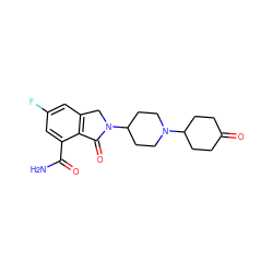 NC(=O)c1cc(F)cc2c1C(=O)N(C1CCN(C3CCC(=O)CC3)CC1)C2 ZINC000117355987