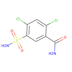 NC(=O)c1cc(S(N)(=O)=O)c(Cl)cc1Cl ZINC000039269890