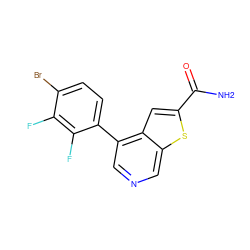 NC(=O)c1cc2c(-c3ccc(Br)c(F)c3F)cncc2s1 ZINC000063298473