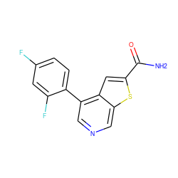 NC(=O)c1cc2c(-c3ccc(F)cc3F)cncc2s1 ZINC000063298474