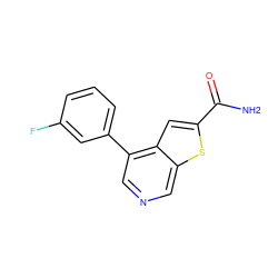 NC(=O)c1cc2c(-c3cccc(F)c3)cncc2s1 ZINC000063298471