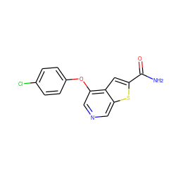 NC(=O)c1cc2c(Oc3ccc(Cl)cc3)cncc2s1 ZINC000000008924