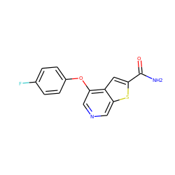 NC(=O)c1cc2c(Oc3ccc(F)cc3)cncc2s1 ZINC000013864401