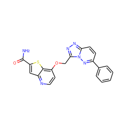 NC(=O)c1cc2nccc(OCc3nnc4ccc(-c5ccccc5)nn34)c2s1 ZINC000166064047