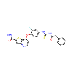 NC(=O)c1cc2nccc(Oc3ccc(NC(=S)NC(=O)Cc4ccccc4)cc3F)c2s1 ZINC000029042570