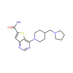 NC(=O)c1cc2ncnc(N3CCC(CN4CCCC4)CC3)c2s1 ZINC000095587017