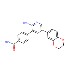 NC(=O)c1ccc(-c2cc(-c3ccc4c(c3)OCCO4)cnc2N)cc1 ZINC000045390684