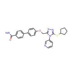 NC(=O)c1ccc(-c2ccc(OCc3nnc(SC4CCCC4)n3-c3cccnc3)cc2)cc1 ZINC000095594964