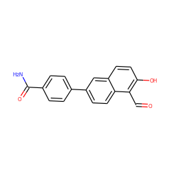 NC(=O)c1ccc(-c2ccc3c(C=O)c(O)ccc3c2)cc1 ZINC000169699700