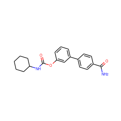 NC(=O)c1ccc(-c2cccc(OC(=O)NC3CCCCC3)c2)cc1 ZINC000013583454