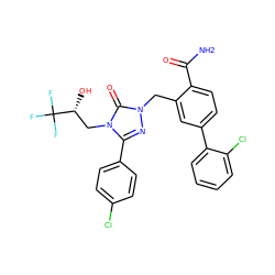 NC(=O)c1ccc(-c2ccccc2Cl)cc1Cn1nc(-c2ccc(Cl)cc2)n(C[C@@H](O)C(F)(F)F)c1=O ZINC000118903810