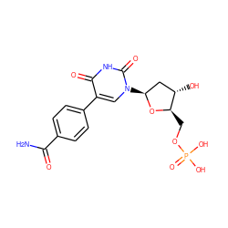 NC(=O)c1ccc(-c2cn([C@H]3C[C@H](O)[C@@H](COP(=O)(O)O)O3)c(=O)[nH]c2=O)cc1 ZINC000169320819