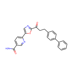 NC(=O)c1ccc(-c2cnc(C(=O)CCc3ccc(-c4ccccc4)cc3)o2)nc1 ZINC000029136288