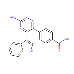 NC(=O)c1ccc(-c2cnc(N)nc2-c2c[nH]c3ccccc23)cc1 ZINC000043120335