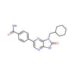 NC(=O)c1ccc(-c2cnc3[nH]c(=O)n(CC4CCCCC4)c3n2)cc1 ZINC000082155856