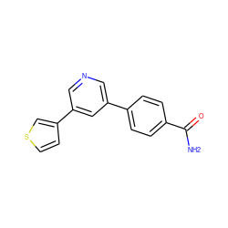 NC(=O)c1ccc(-c2cncc(-c3ccsc3)c2)cc1 ZINC000045335117