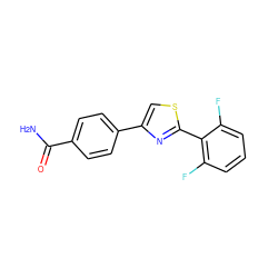 NC(=O)c1ccc(-c2csc(-c3c(F)cccc3F)n2)cc1 ZINC000299826172