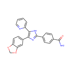 NC(=O)c1ccc(-c2nc(-c3ccc4c(c3)OCO4)c(-c3ccccn3)[nH]2)cc1 ZINC000000603769