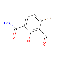 NC(=O)c1ccc(Br)c(C=O)c1O ZINC000169699753