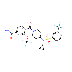 NC(=O)c1ccc(C(=O)N2CCC(N(C3CC3)S(=O)(=O)c3cccc(C(F)(F)F)c3)CC2)c(OC(F)(F)F)c1 ZINC000103251085