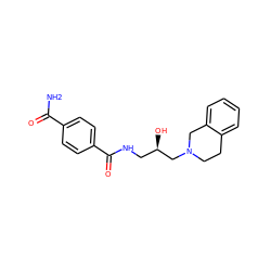 NC(=O)c1ccc(C(=O)NC[C@@H](O)CN2CCc3ccccc3C2)cc1 ZINC000159219033