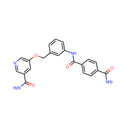 NC(=O)c1ccc(C(=O)Nc2cccc(COc3cncc(C(N)=O)c3)c2)cc1 ZINC000653888059