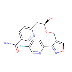 NC(=O)c1ccc(C[C@@H](O)OCc2conc2-c2ccc(F)cn2)nc1 ZINC000169707499