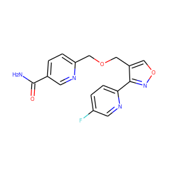 NC(=O)c1ccc(COCc2conc2-c2ccc(F)cn2)nc1 ZINC000142713192