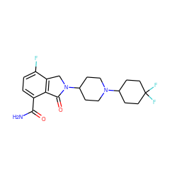 NC(=O)c1ccc(F)c2c1C(=O)N(C1CCN(C3CCC(F)(F)CC3)CC1)C2 ZINC000117357580