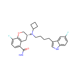 NC(=O)c1ccc(F)c2c1C[C@@H](N(CCCCc1c[nH]c3ccc(F)cc13)C1CCC1)CO2 ZINC000034801039